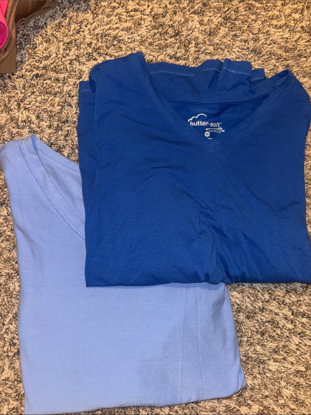 Butter-Soft Blue V-Neck Tee - Royal & Light Blue Duo